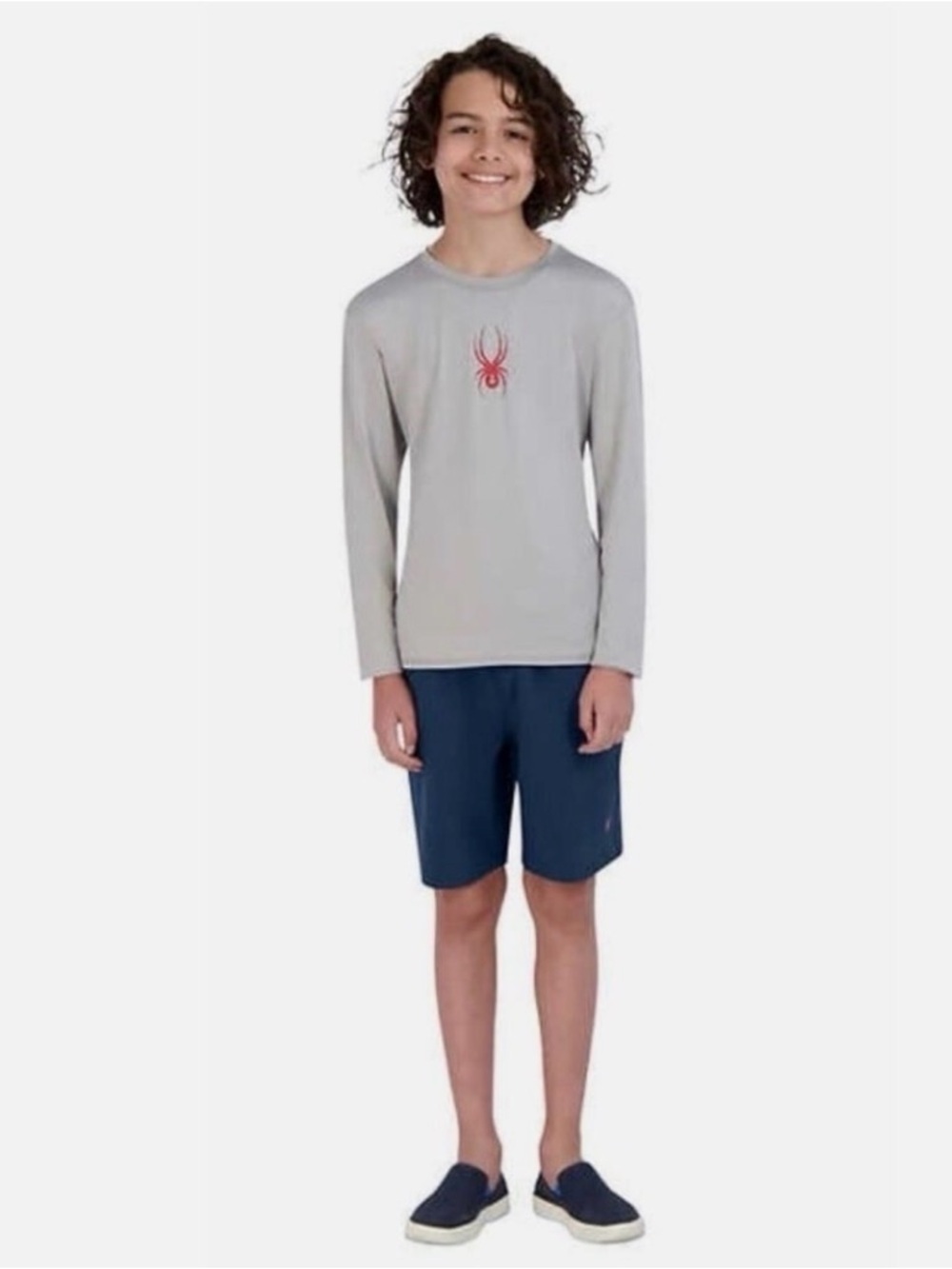 Spyder Boys Rash Guard Gray Long Sleeve Swim Shirt Size S UV Protection NWOT